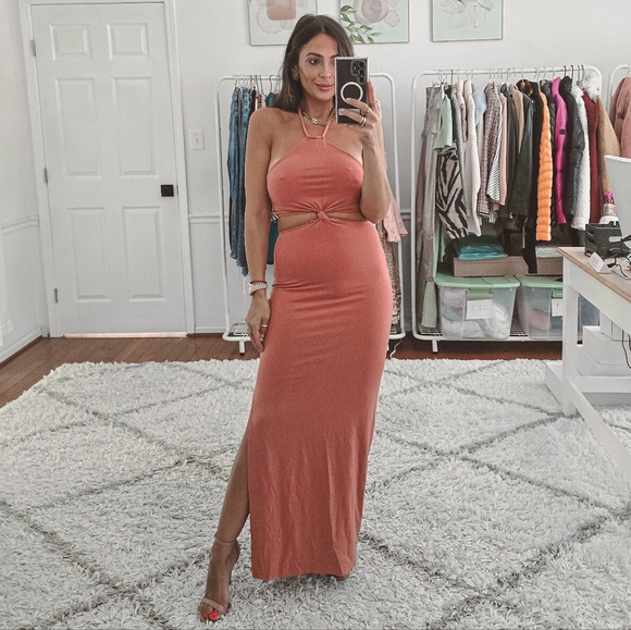 Abercrombie and Fitch mauve bodycon cutout maxi dress nwt - Picture 1 of 10